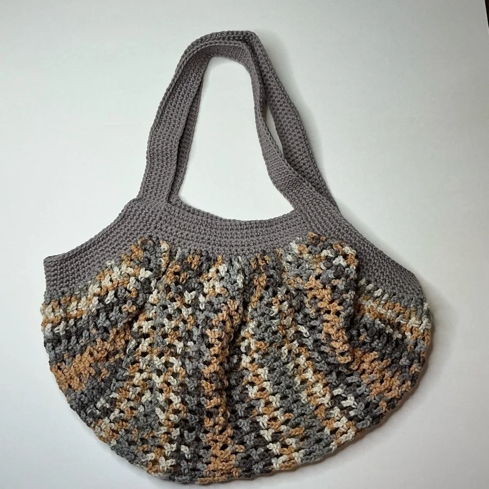 Large Crochet Mesh Market Bag Cotton and Acrylic Handcrafted‎ Handmade Reusable